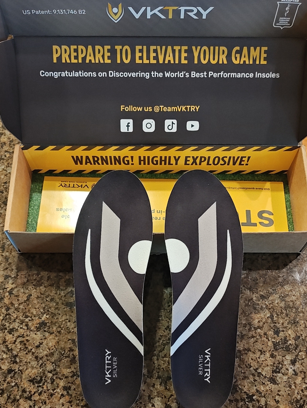 VKTRY Silver Performance Insoles - Black/Grey